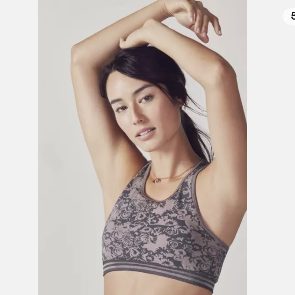Fabletics Women Size Small Sports Bra Racerback Pull On Pink Floral Seamless‎